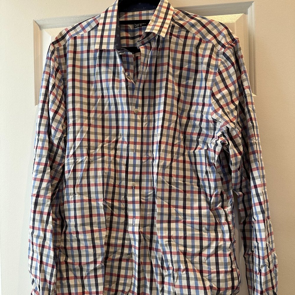 Bar III Blue & Red Plaid Button Shirt